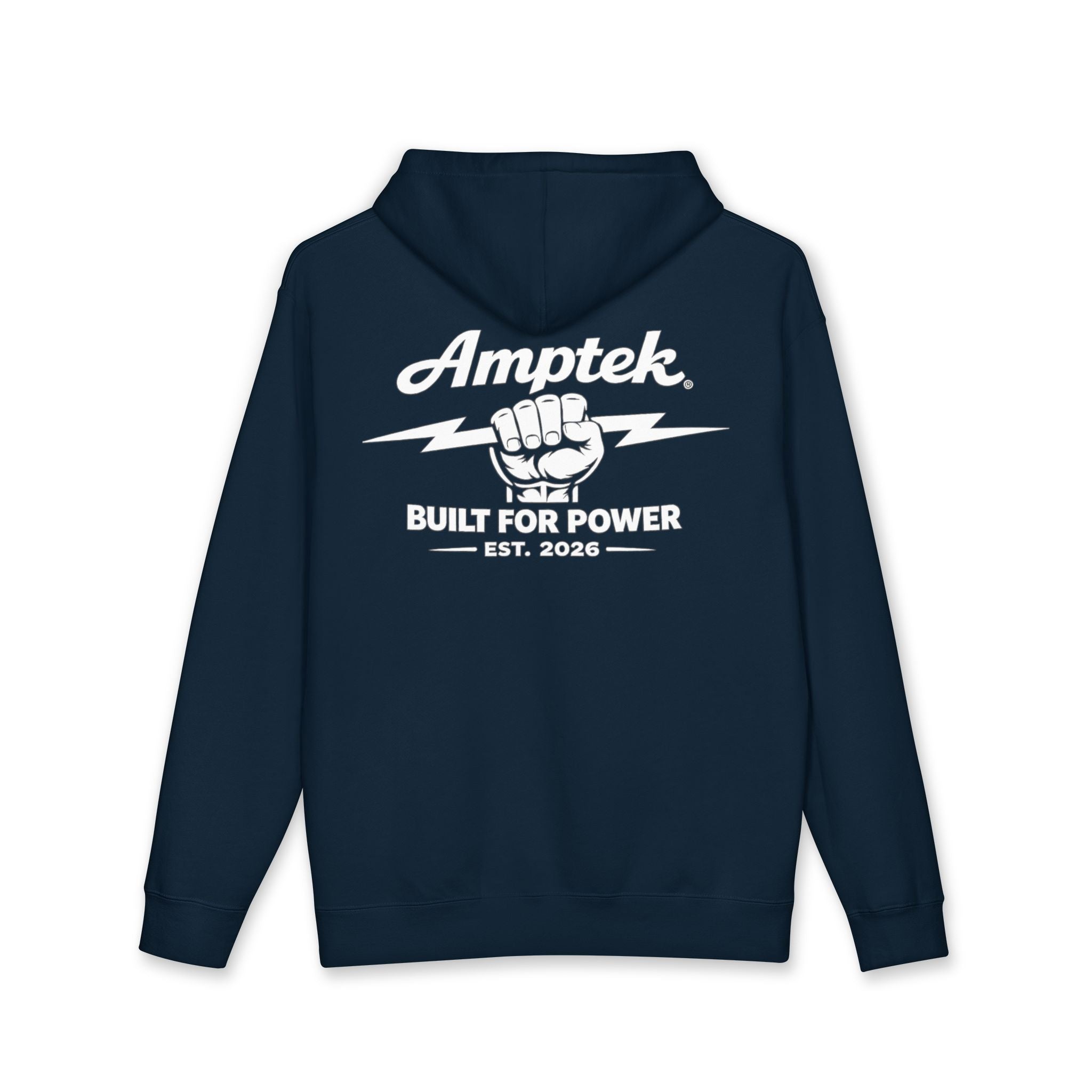 Amptek "Built for Power" Hoodie — Retro Fist Logo Pullover