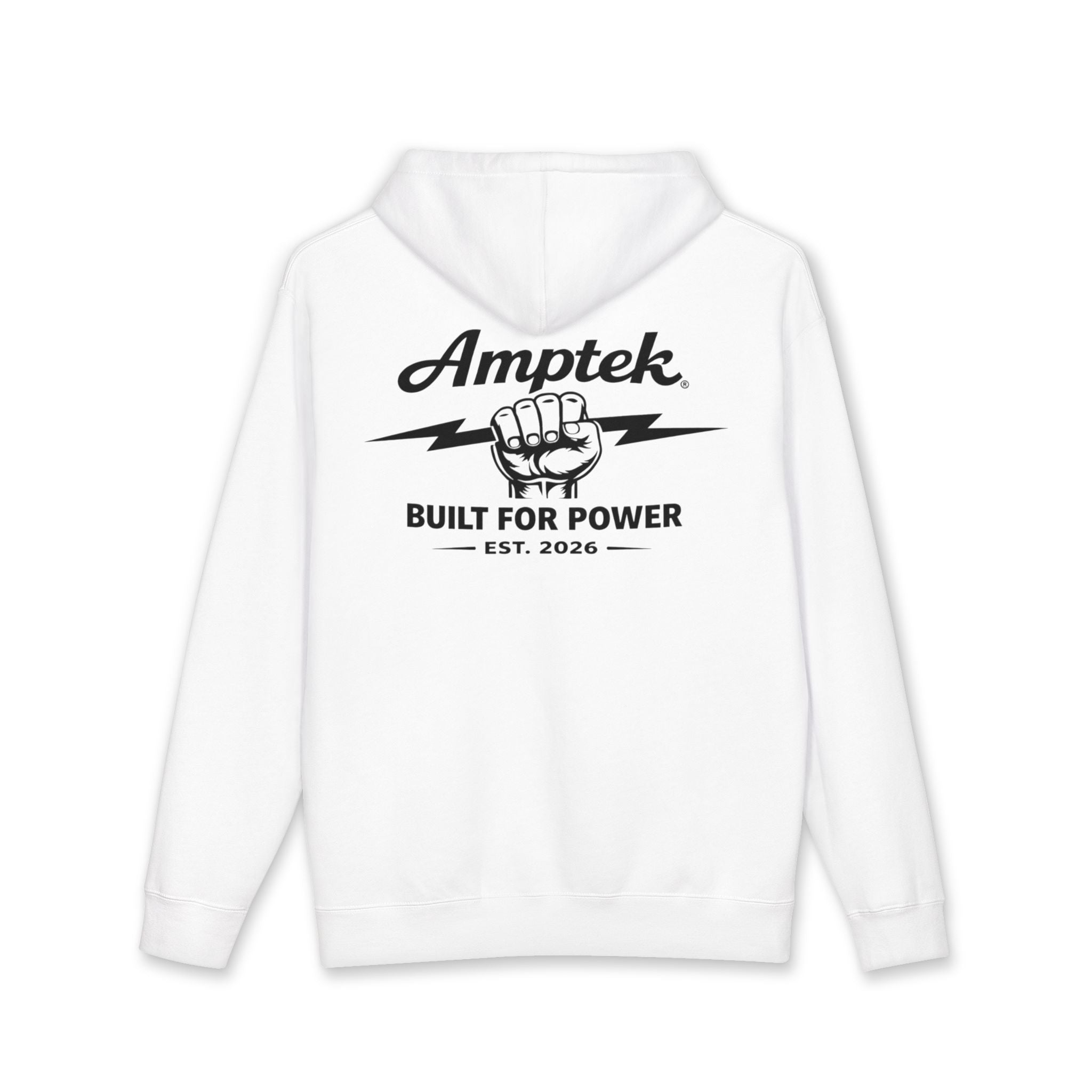 Amptek "Built for Power" Hoodie — Retro Fist Logo Pullover